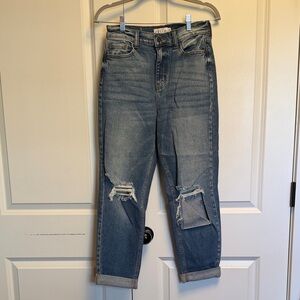 Cello Women's Distressed Boyfriend Jeans - Light Blue Wash